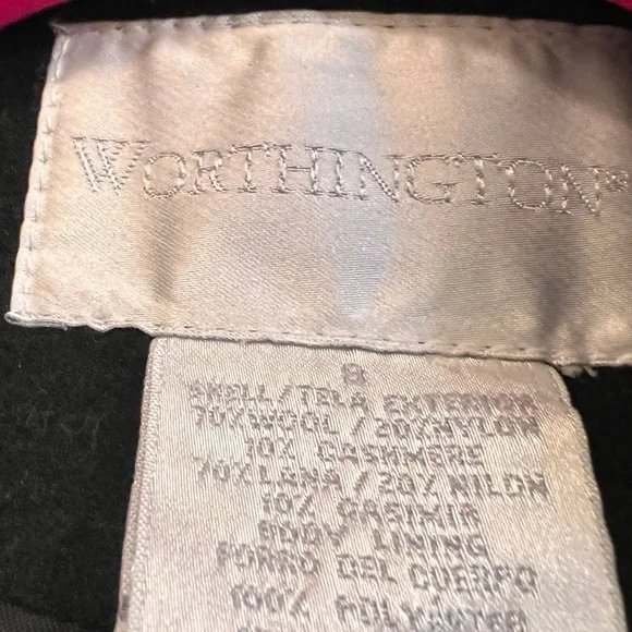 Worthington Black Wool/Cashmere Blend Long Trench Coat - Size 8​ - Picture 3 of 11